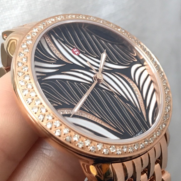 Michele Serein Diamond Rose-Gold Willow Dial Watch - Picture 7 of 8